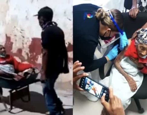 Hijo lleva a su mamá de 100 años para la vacuna anticovid… ¡en carretilla! Hijo lleva a su mamá de 100 años para la vacuna anticovid... ¡en carretilla!