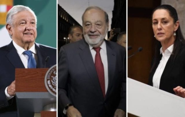 López Obrador se reúne con Claudia Sheinbaum y Carlos Slim en Palacio Nacional