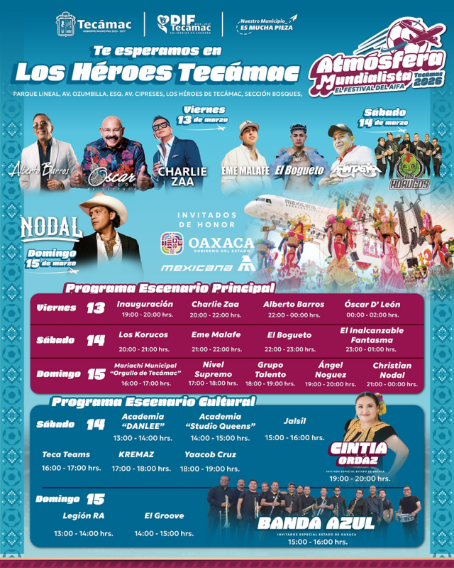 El Festival Atmósfera Mundialista 2026 inicia en Tecámac con actividades culturales y artísticas para toda la familia.