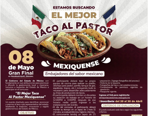 Edomex busca al mejor taco al pastor y premio será un viaje a París Participa en la búsqueda del mejor taco al pastor en Edomex. El ganador podrá viajar a París, una experiencia única.