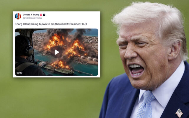 El ex presidente Donald Trump publica un video generado con IA que muestra la isla de Jarg en un contexto conflictivo.